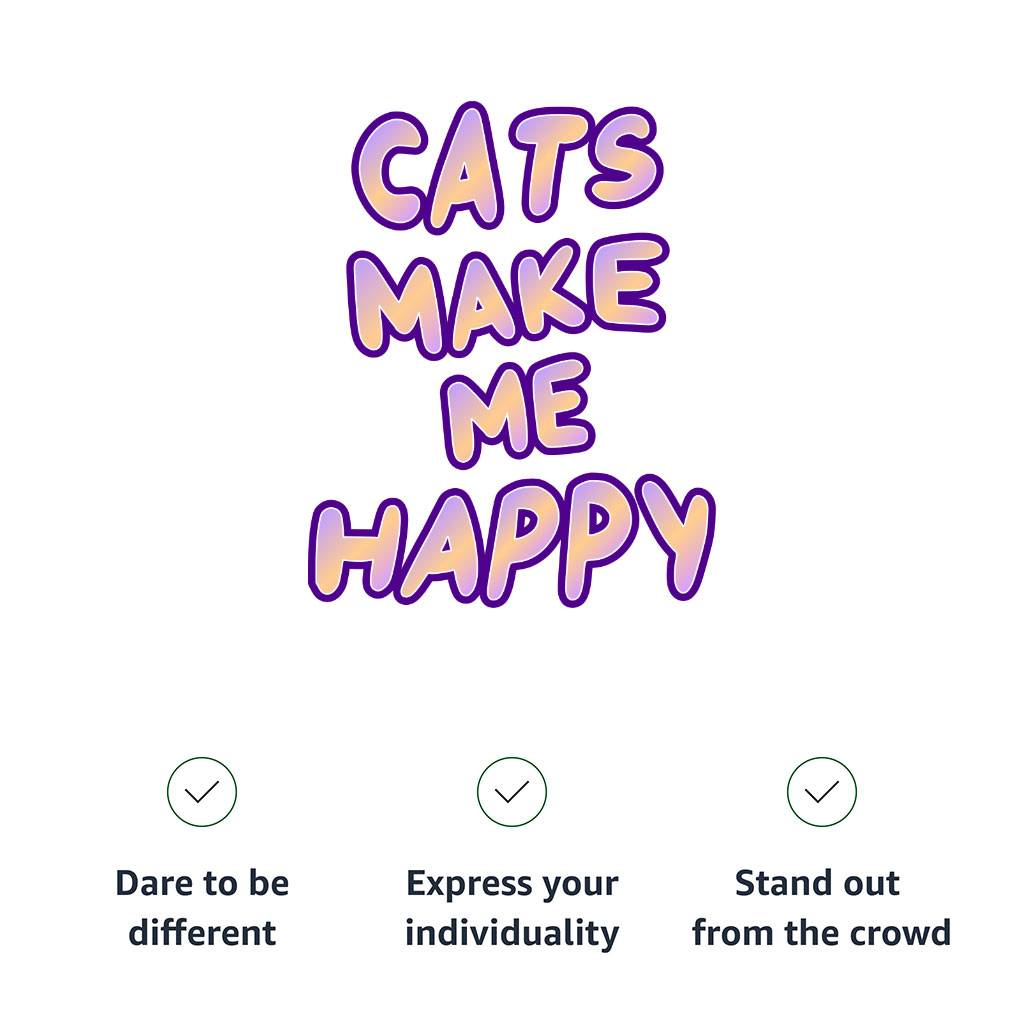 Cats Make Me Happy Women's Long Sleeve T-Shirt - Cute Long Sleeve Tee - Best Design T-Shirt Color : Athletic Heather|Black|Navy|White 