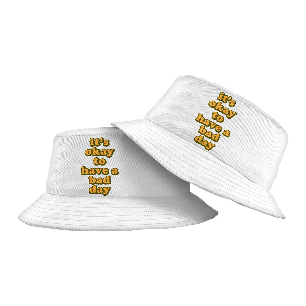 It's Ok Bucket Hat - Positive Hat - Motivational Bucket Hat Color : White 