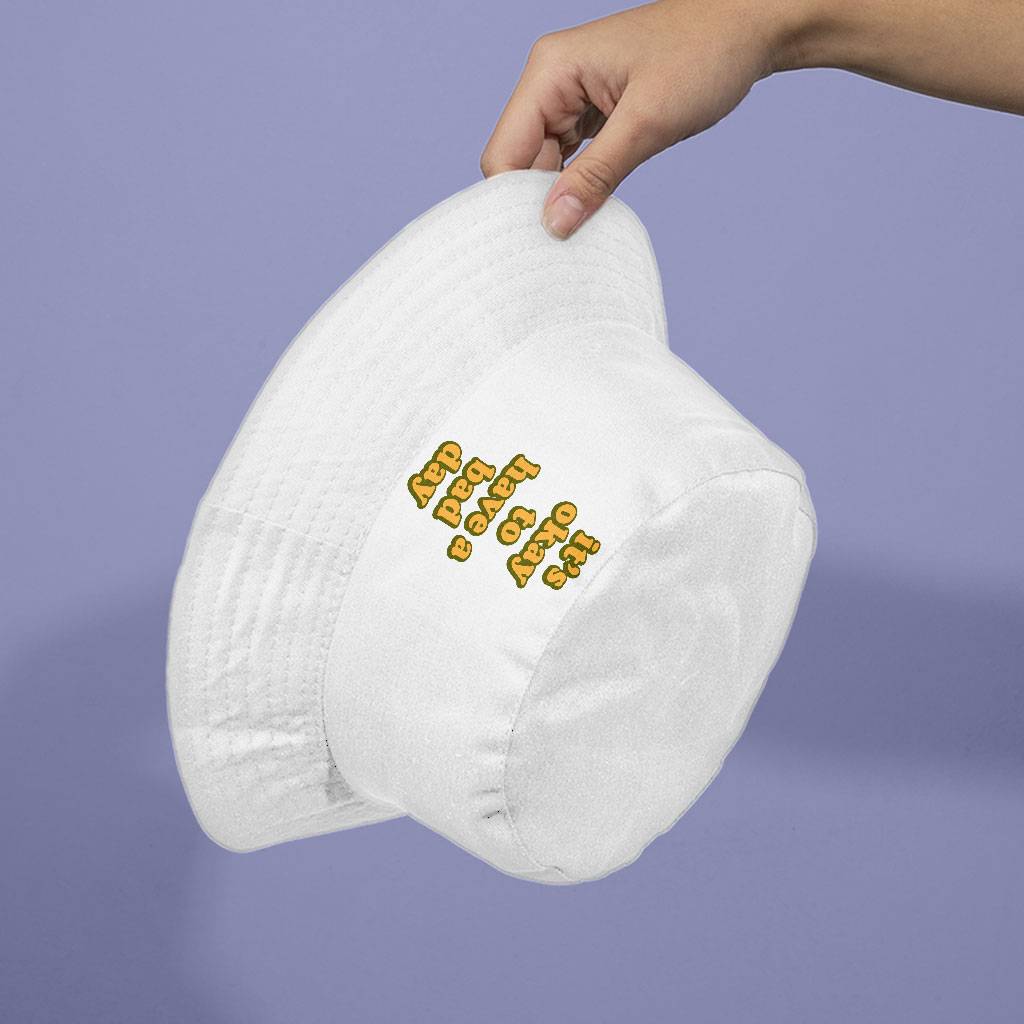 It's Ok Bucket Hat - Positive Hat - Motivational Bucket Hat Color : White 