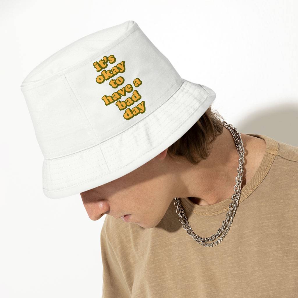 It's Ok Bucket Hat - Positive Hat - Motivational Bucket Hat Color : White 