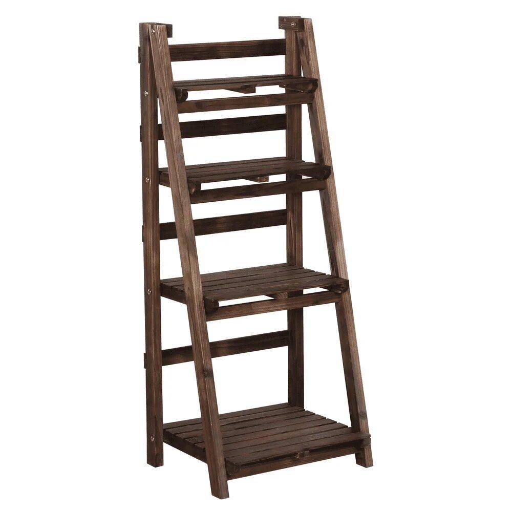 4-Tier Bamboo Plant Stand Color : Brown 