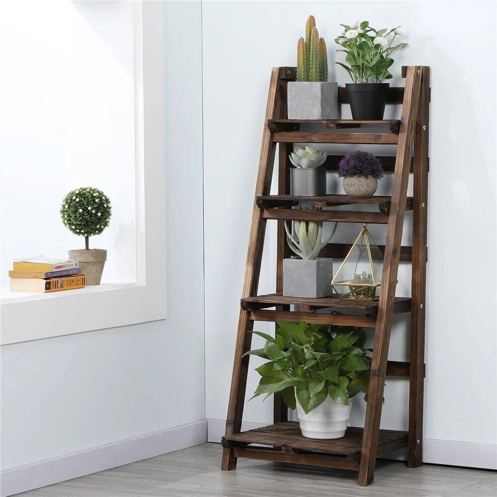 4-Tier Bamboo Plant Stand Color: Brown 
