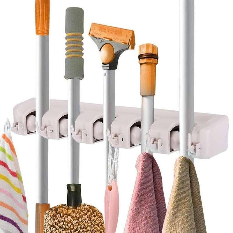 5-Position Wall Mounted Mop and Broom Holder  