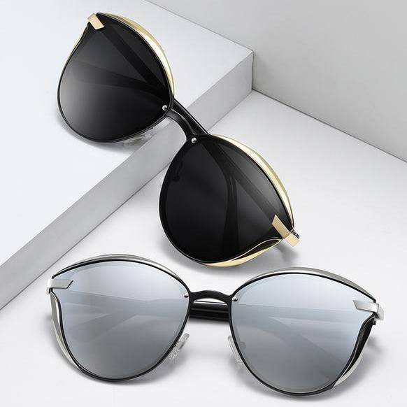 Chic Vintage Polarized Cat Eye Sunglasses for Women Lenses Color : Gold Gray|Silver Silver|Brown Brown 
