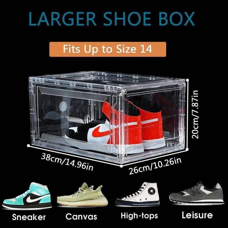 Clear Acrylic Stackable Shoe Boxes Color : Transparent Black 12 Pack|White 12 Pack|Black 12 Pack|Transparent White 12 Pack 