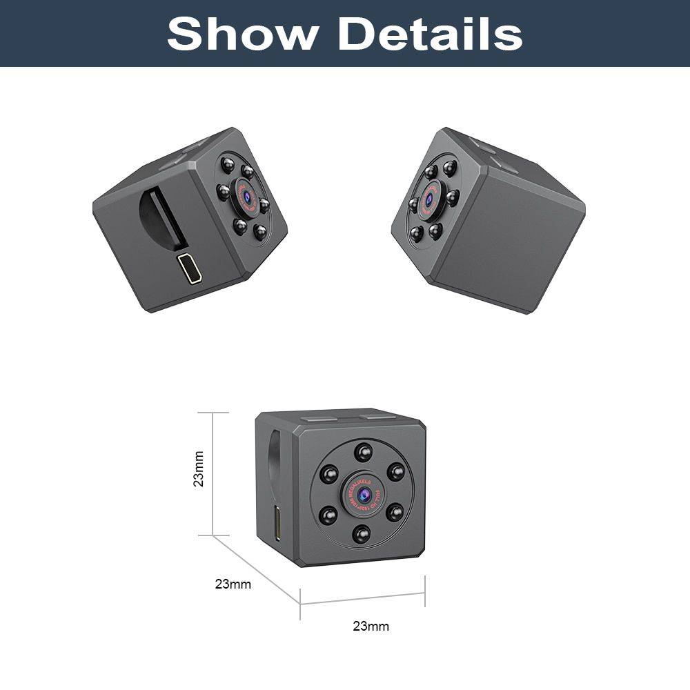 Compact HD 1080P Mini Camera with Night Vision and Motion Detection Bundle : Standard-No TF Card 