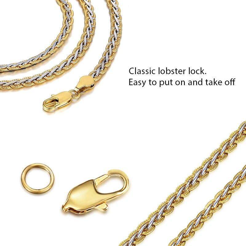 Elegant 4mm Gold-Filled Hammered Link Chain Necklace Length : 20inch/50cm|24inch/60cm 