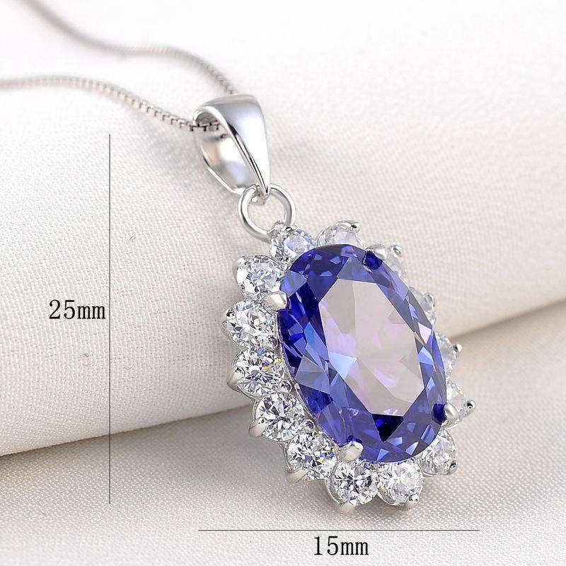 Elegant 6.4Ct Oval Gemstone Pendant Necklace Gem Color : Tanzanite 