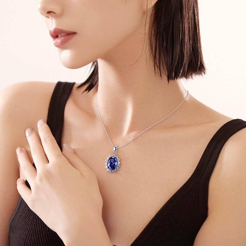 Elegant 6.4Ct Oval Gemstone Pendant Necklace Gem Color : Tanzanite 