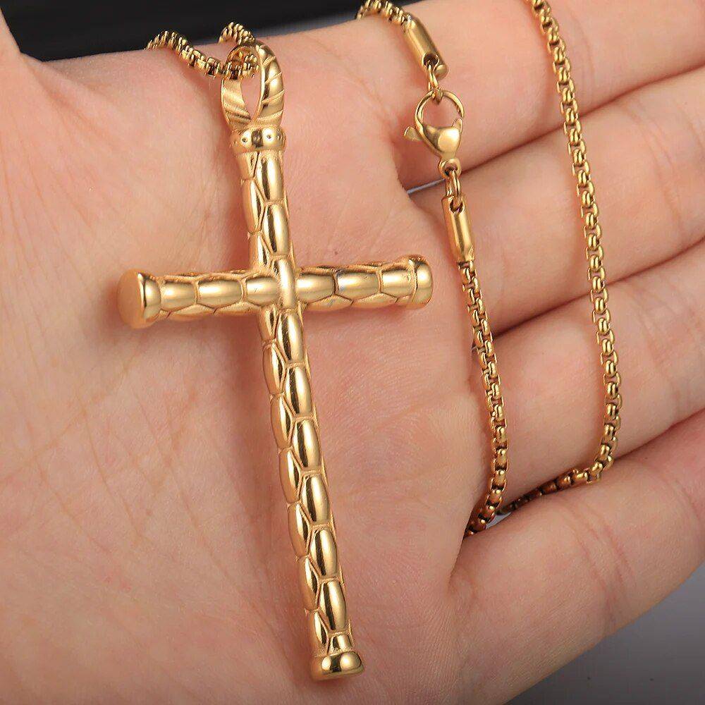 Stainless Steel Cross Pendant Necklace Metal Color : Silver|Gold 