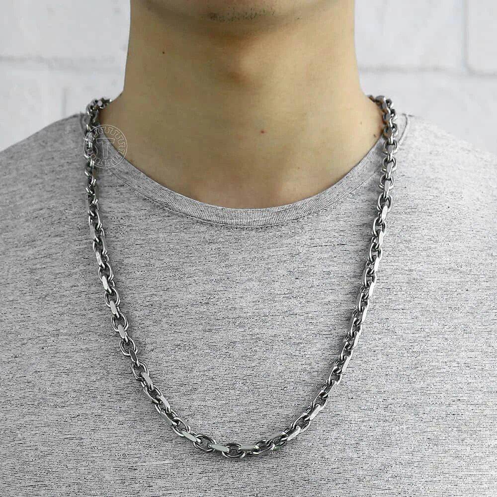 Stylish 9mm Silver Stainless Steel Cable Link Chain Necklace Length : 18inch |20inch |22inch |24inch |26inch  