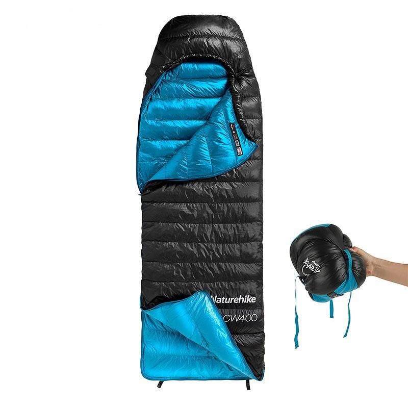 Ultra-Light Goose Down Winter Sleeping Bag for Hiking and Camping Model : CW400 - Black - M|CW400 - Black - L|CWZ400 - Black - M|CWZ400 - Black - L 