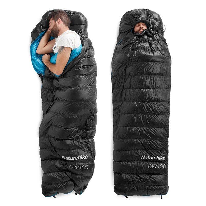 Ultra-Light Goose Down Winter Sleeping Bag for Hiking and Camping Model : CW400 - Black - M|CW400 - Black - L|CWZ400 - Black - M|CWZ400 - Black - L 