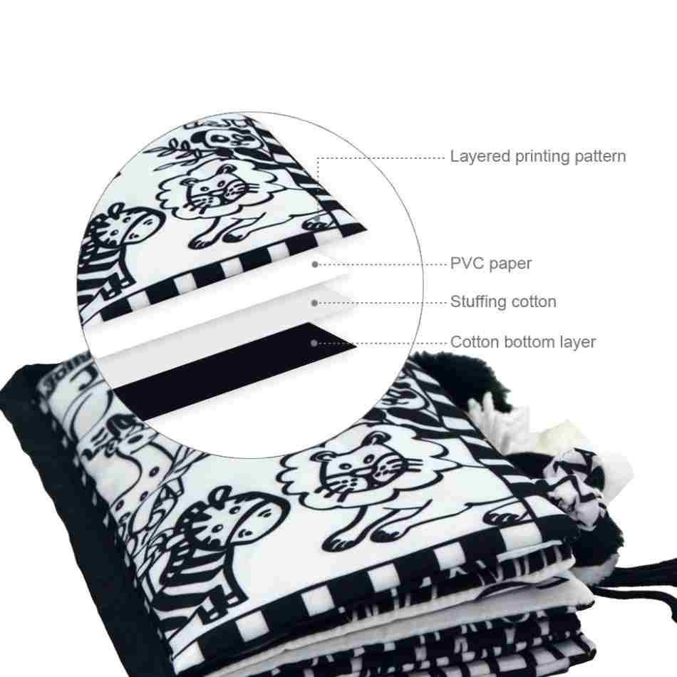 Black and White Soft Cloth Books for Babies Type : Farm Tails|Jungly Tails 