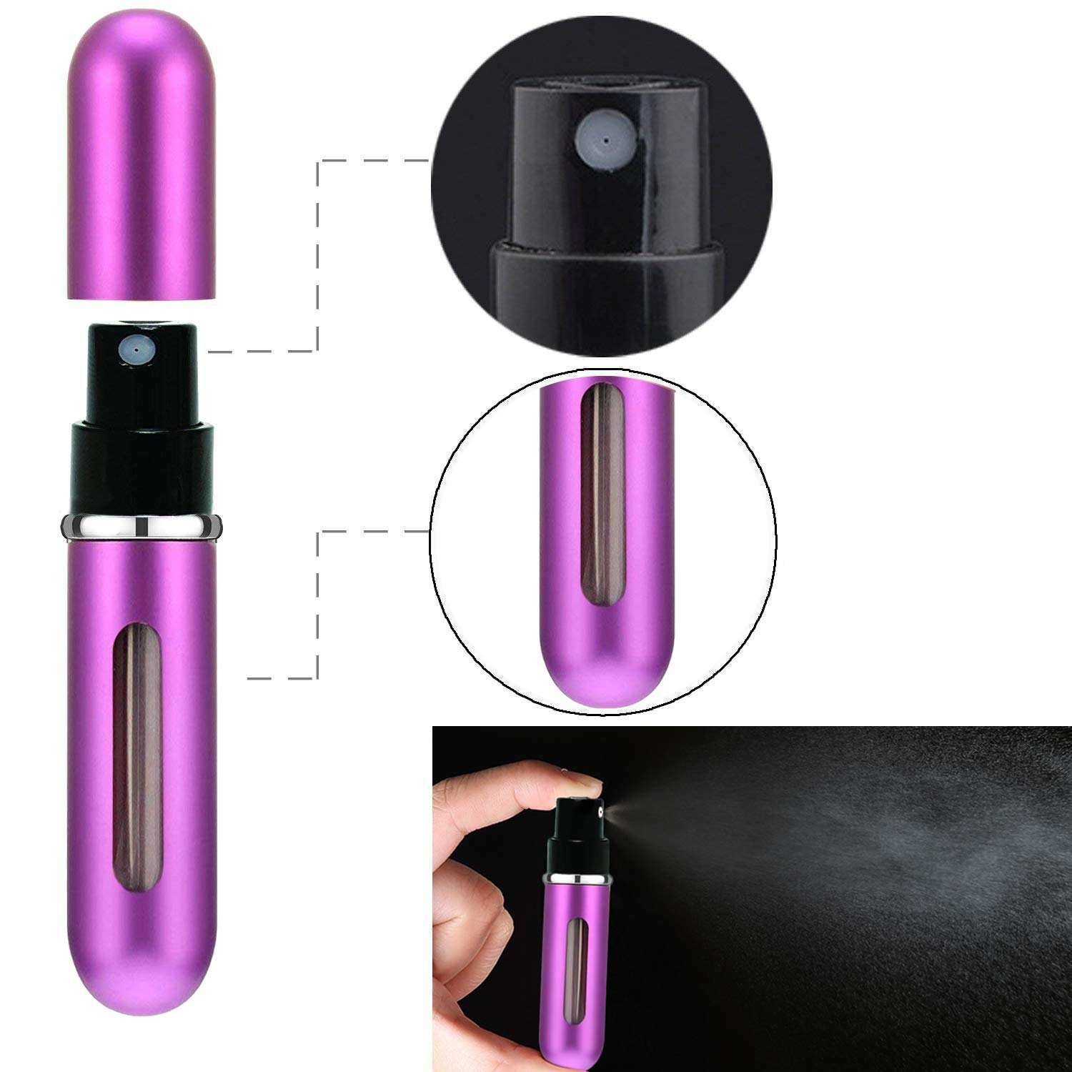 Perfume Storage Bottle Color : Silver|Purple|Black|Pink 