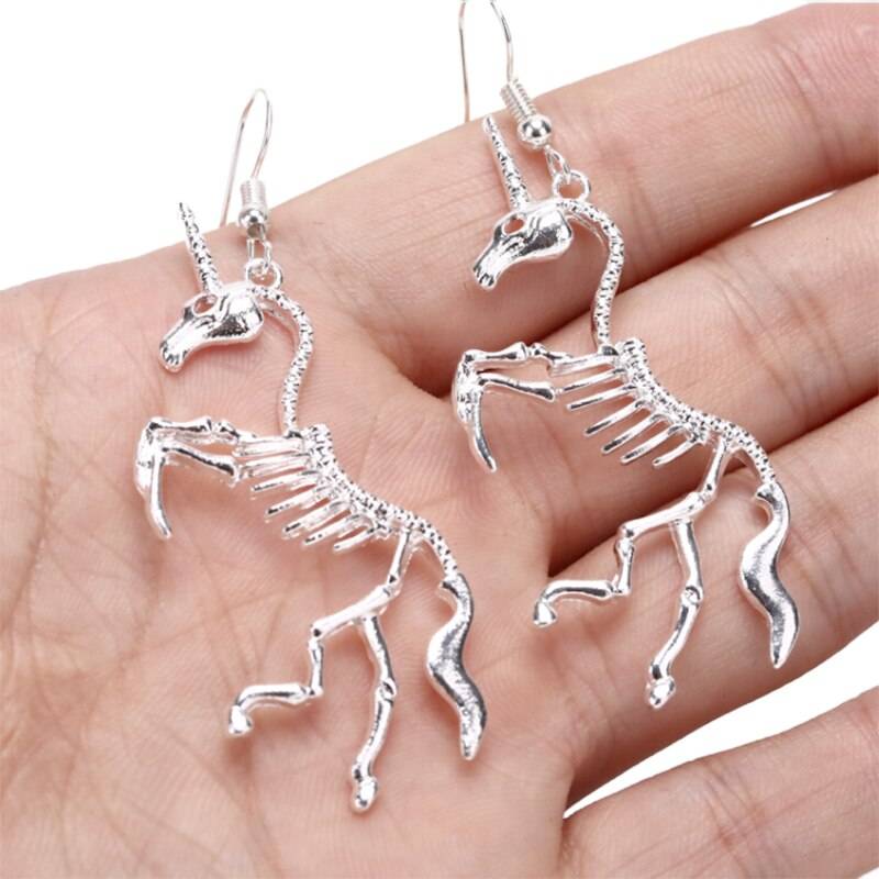 Unicorn Skeleton Earrings  