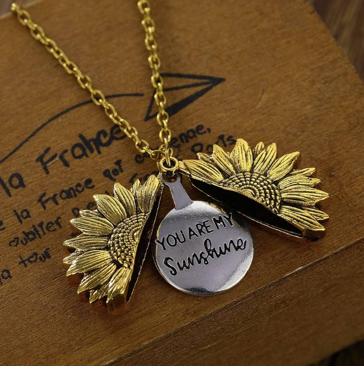 You Are My Sunshine Sunflower Pendant Necklace Color : Rose Gold Necklace|Gold Necklace|Silver Necklace 