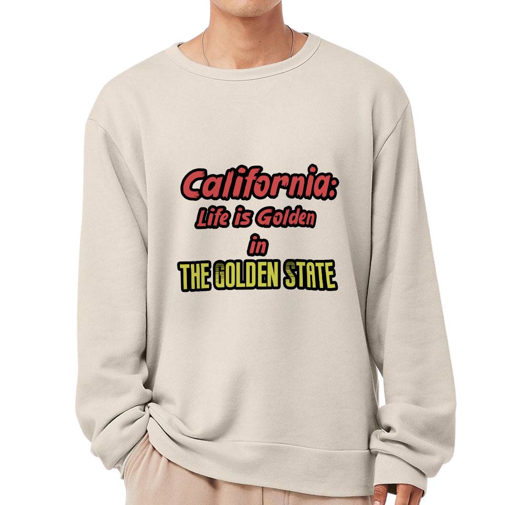 California the Golden State Sponge Fleece Sweatshirt - Trendy Classic Sweatshirt - Cool Design Sweatshirt Color : Athletic Heather|Black|Heather Dust|White 