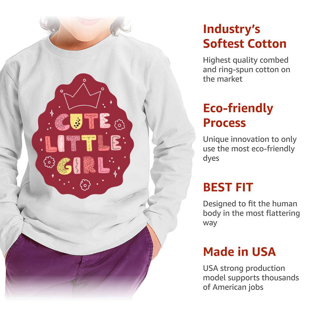 Cute Little Girl Toddler Long Sleeve T-Shirt - Kawaii Kids' T-Shirt - Printed Long Sleeve Tee Color : Athletic Heather|Black|Pink|White 