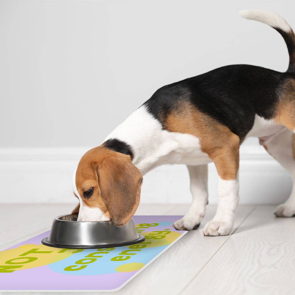 I Am Not Lazy Pet Food Mat - Quote Anti-Slip Pet Bowl Mat - Themed Pet Feeding Mat  