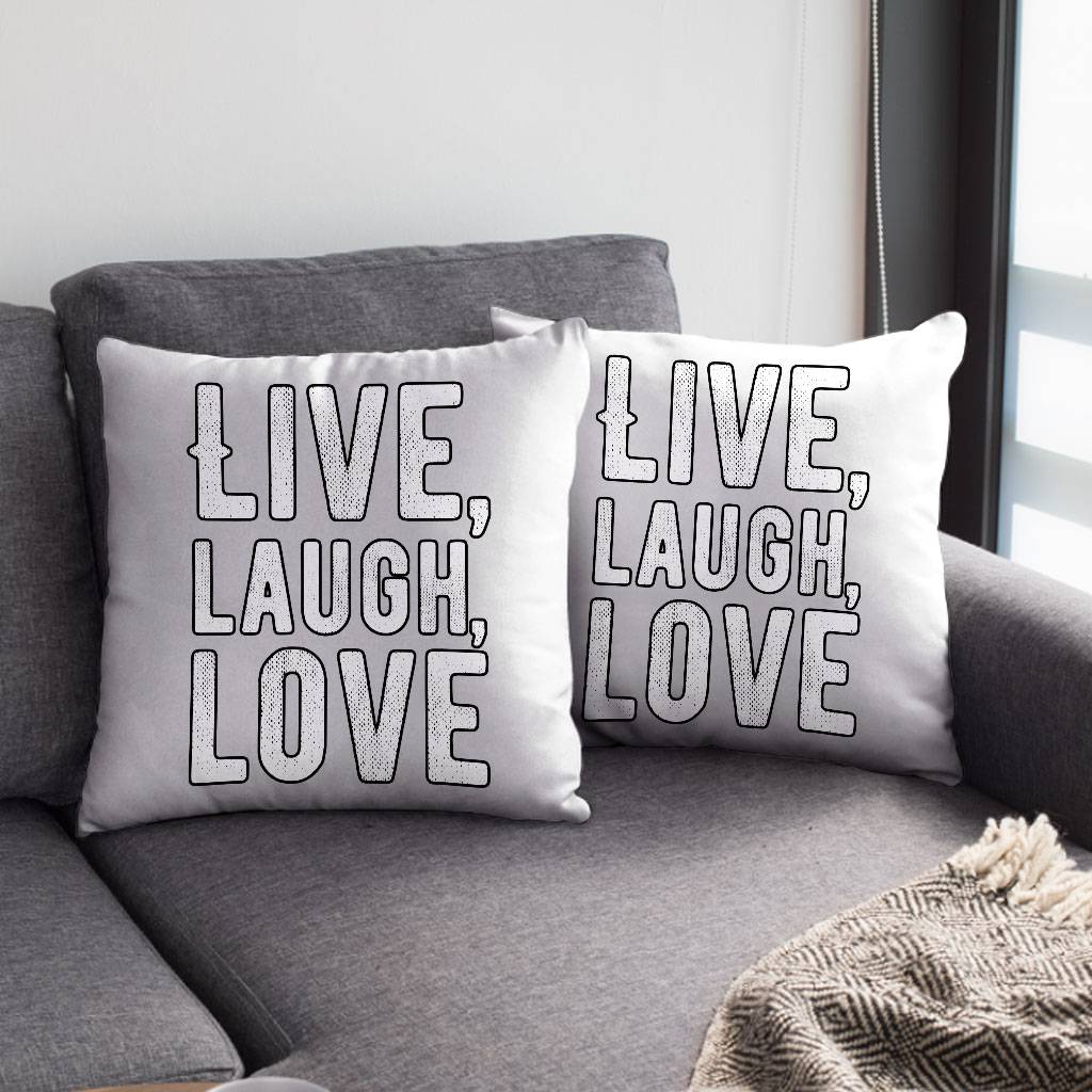 Live Laugh Love Square Pillow Cases - Trendy Pillow Covers - Cool Pillowcases  