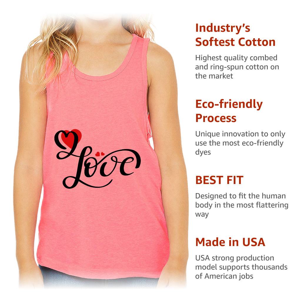 Love Kids' Jersey Tank - Heart Print Sleeveless T-Shirt - Cute Design Kids' Tank Top Color : Athletic Heather|Black|Pink|White 
