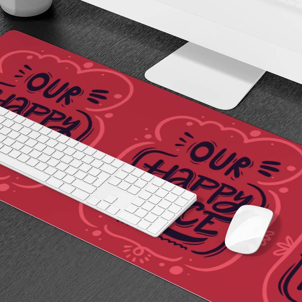 Our Happy Place Desk Mat - Themed Desk Pad - Cool Design Laptop Desk Mat  