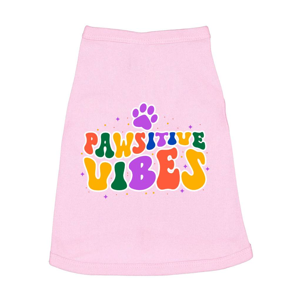 Pawsitive Vibes Dog Sleeveless Shirt - Colorful Text Dog Shirt - Cool Dog Clothing Color : Black|Heather|Navy|Pink 