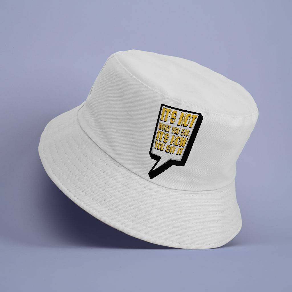 Quote Printed Bucket Hat - Best Print Hat - Themed Bucket Hat Color : White 