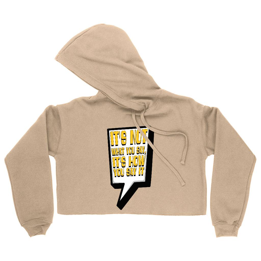 Quote Printed Women's Cropped Hoodie - Best Print Cropped Hoodie - Themed Hooded Sweatshirt Color : Black|Heather Dust|Storm 