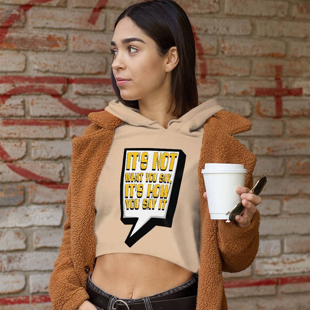 Quote Printed Women's Cropped Hoodie - Best Print Cropped Hoodie - Themed Hooded Sweatshirt Color : Black|Heather Dust|Storm 