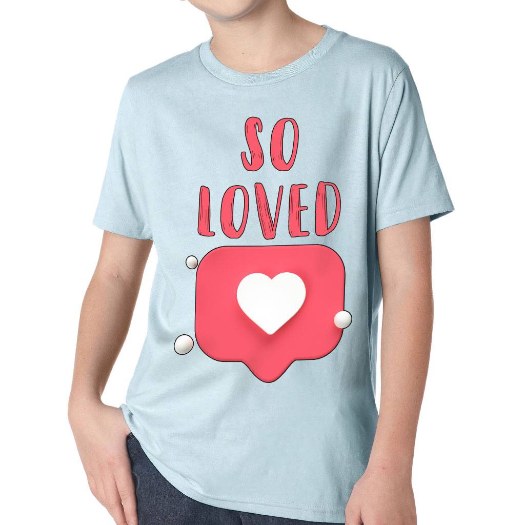 So Loved Kids' Classic Fit T-Shirt - Cute T-Shirt - Heart Print Classic Fit Tee Color : Heavy Metal|Light Blue|Midnight Navy|White 