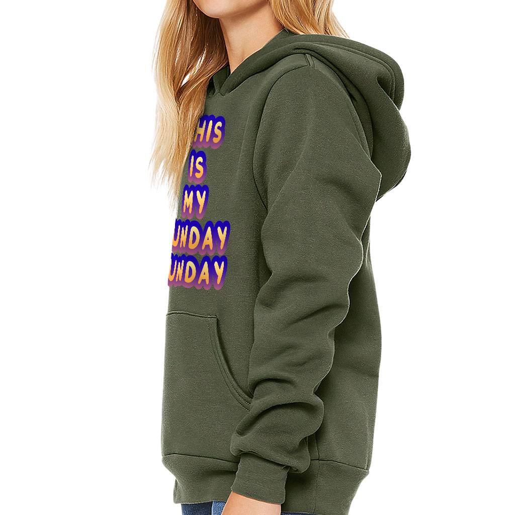Sunday Funday Kids' Sponge Fleece Hoodie - Cute Design Kids' Hoodie - Graphic Hoodie for Kids Color : Athletic Heather|Black|Mauve|Military Green 