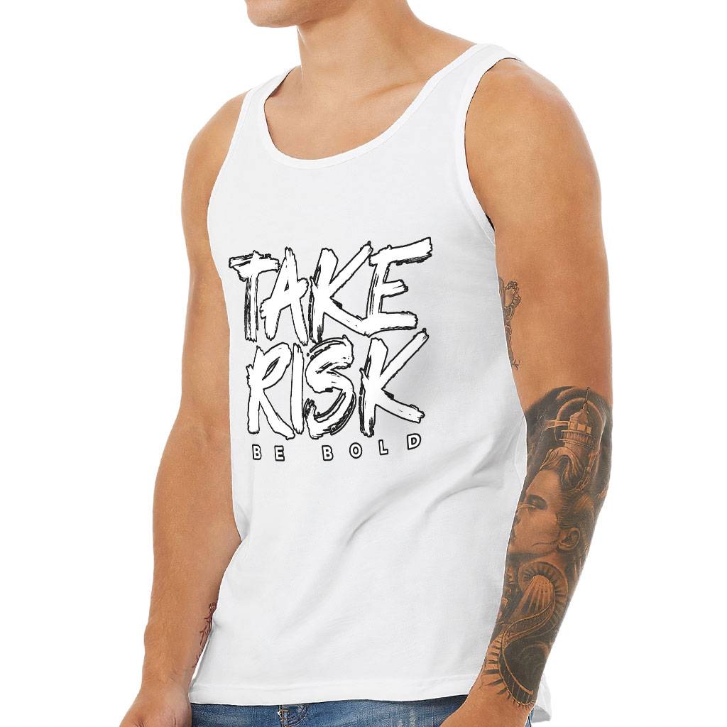 Take Risk Tank - Funny Workout Tank - Themed Jersey Tank Color : Black|Navy|Silver|White 