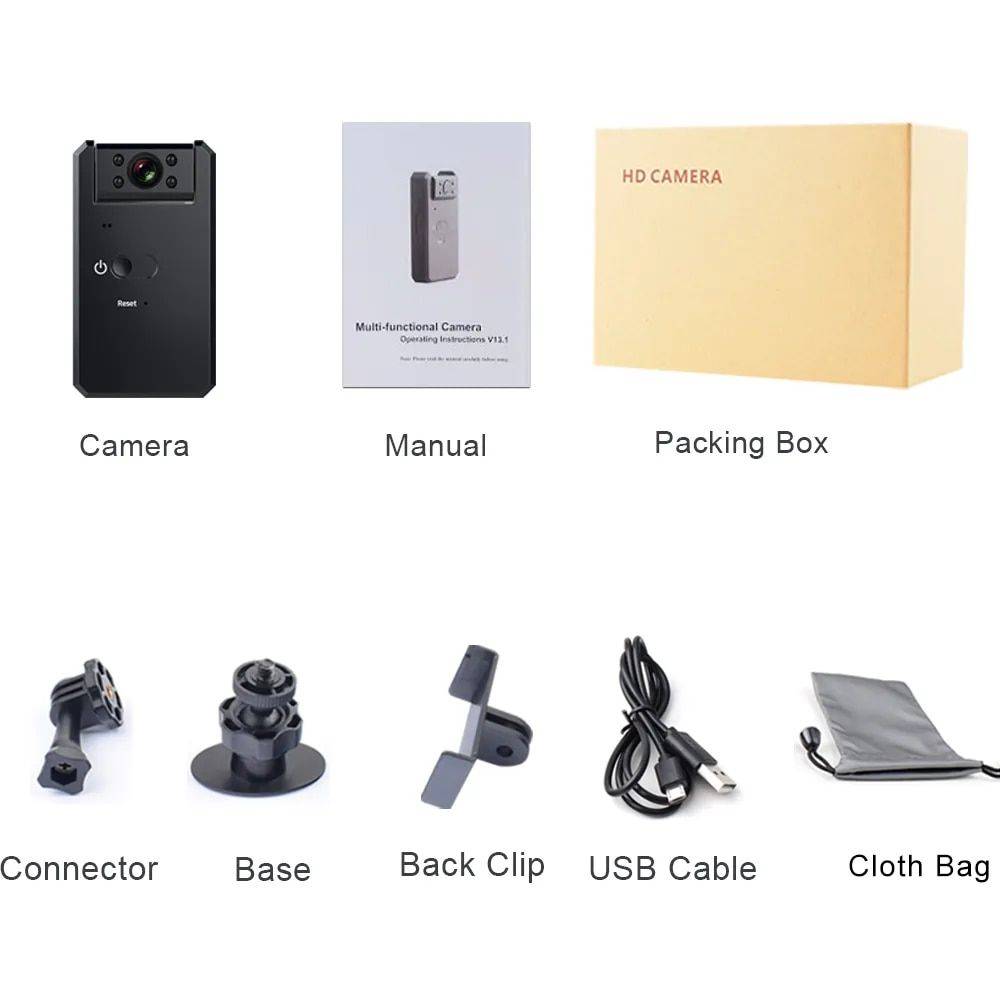 1080P Mini Camcorder with Night Vision and Motion Detection Type : Ver A-No Holder 