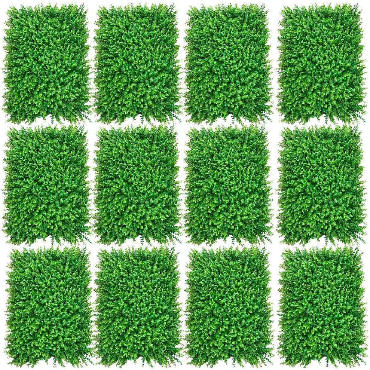 12pcs Artificial Mat Panel Wall Hedge Decor Color : Green 