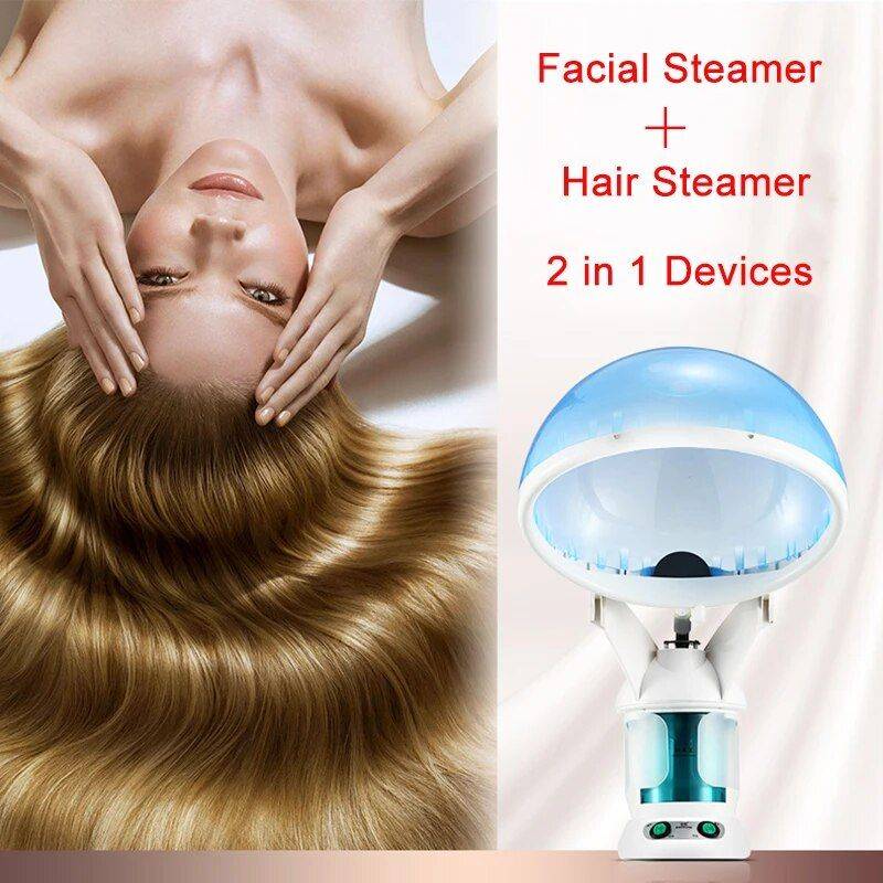 2-in-1 Multifunctional Facial & Hair Steamer with Ozone & Essential Oil Aromatherapy Color : White 