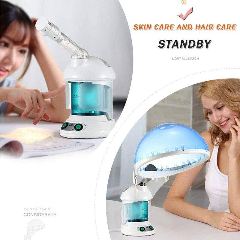 2-in-1 Multifunctional Facial & Hair Steamer with Ozone & Essential Oil Aromatherapy Color : White 