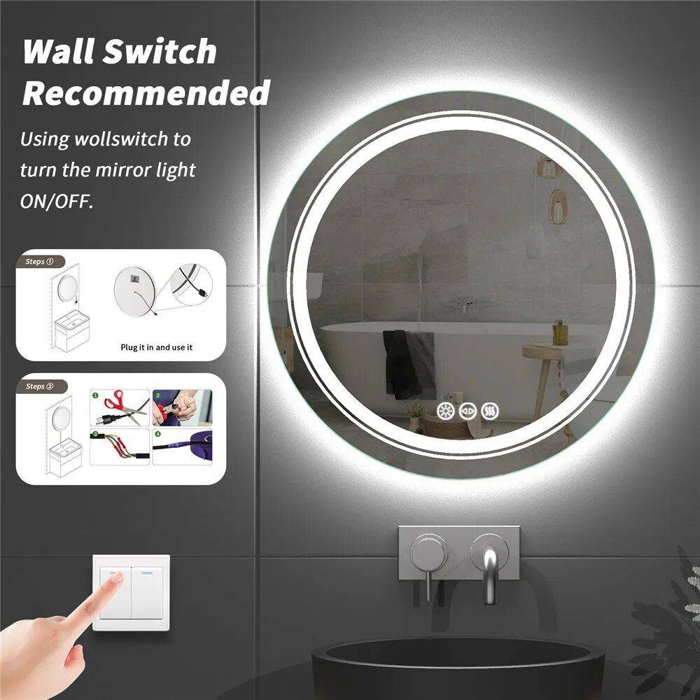 24 Inch LED Smart Vanity Mirror Color : Light Grey 