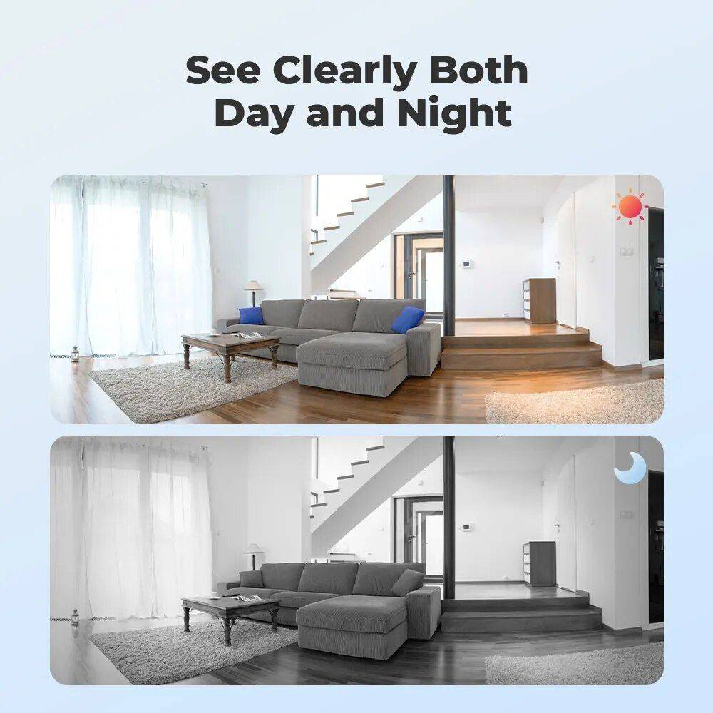 2K 4MP Pan & Tilt WiFi Indoor Camera with 2-Way Audio and AI Detection Color : White|Black 