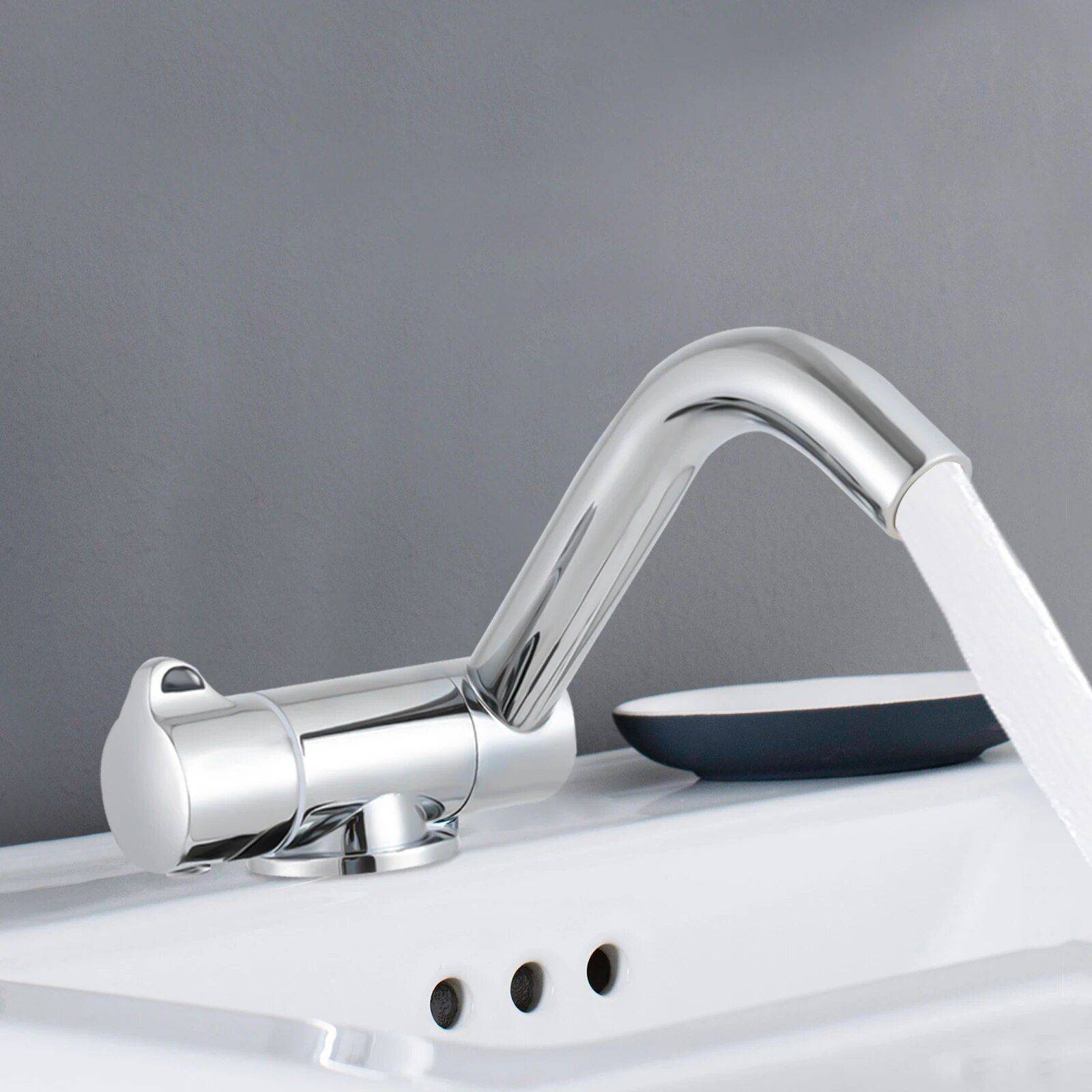 360° Rotating Foldable Hot & Cold Water Kitchen Faucet Color : Silver 