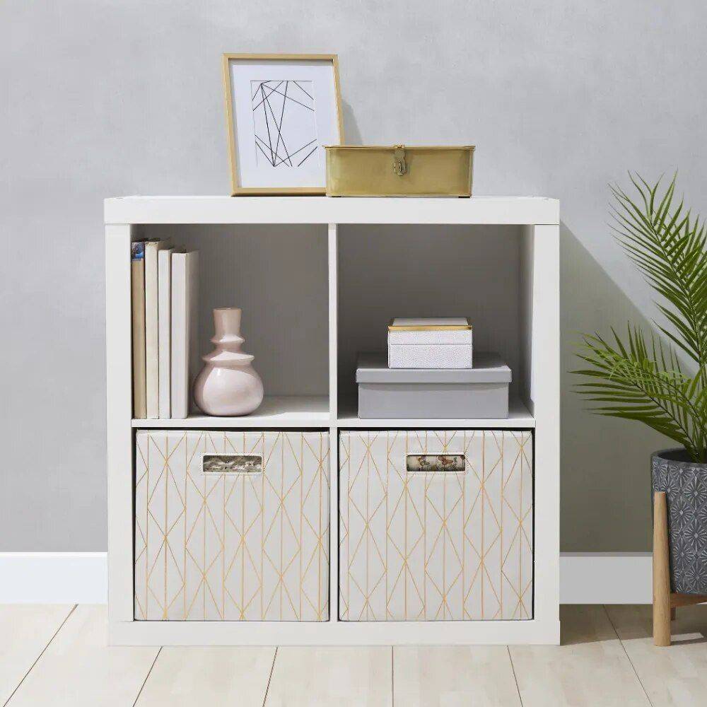 4-Cube Storage Organizer Color : Natural|Tobacco Oak|White Texture|Gray 