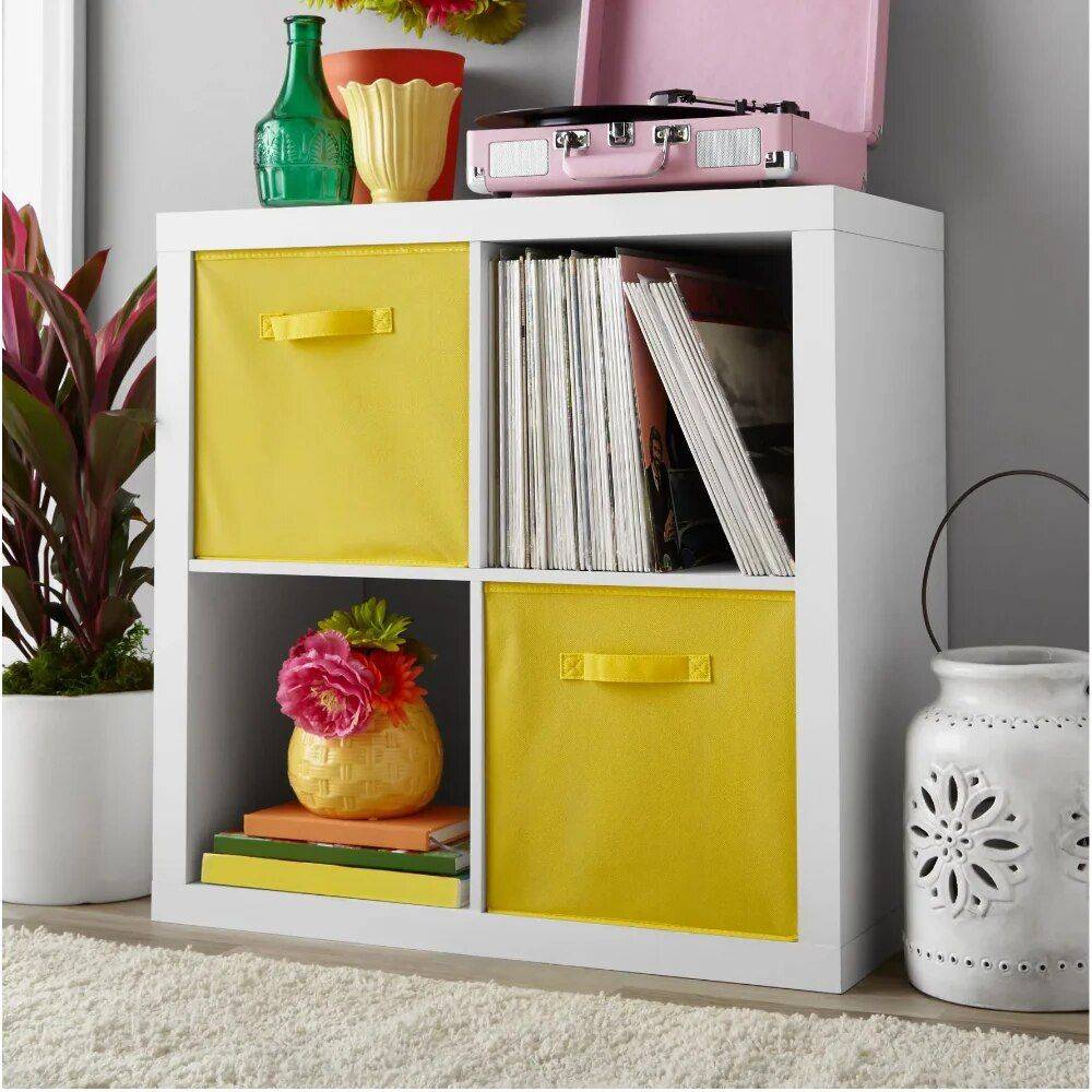 4-Cube Storage Organizer Color : Natural|Tobacco Oak|White Texture|Gray 