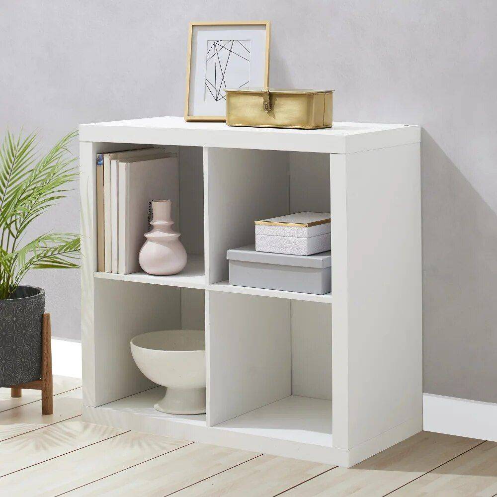 4-Cube Storage Organizer Color : Natural|Tobacco Oak|White Texture|Gray 