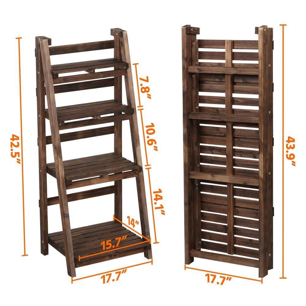 4-Tier Bamboo Plant Stand Color : Brown 