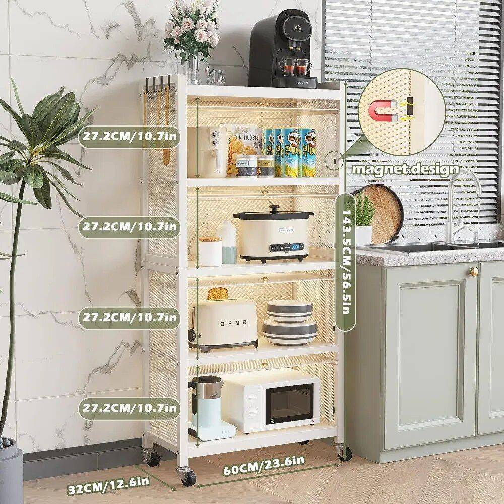 5-Tier Pantry Storage Cabinet with Clamshell Door  