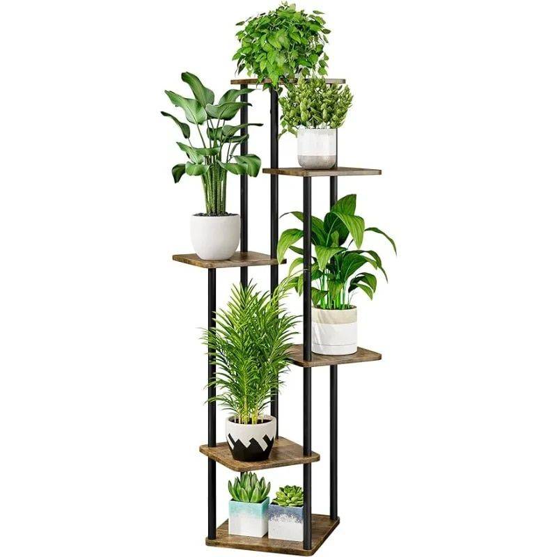6-Tier Metal Plant Stand Color: 6 Tier-Black Rustic 