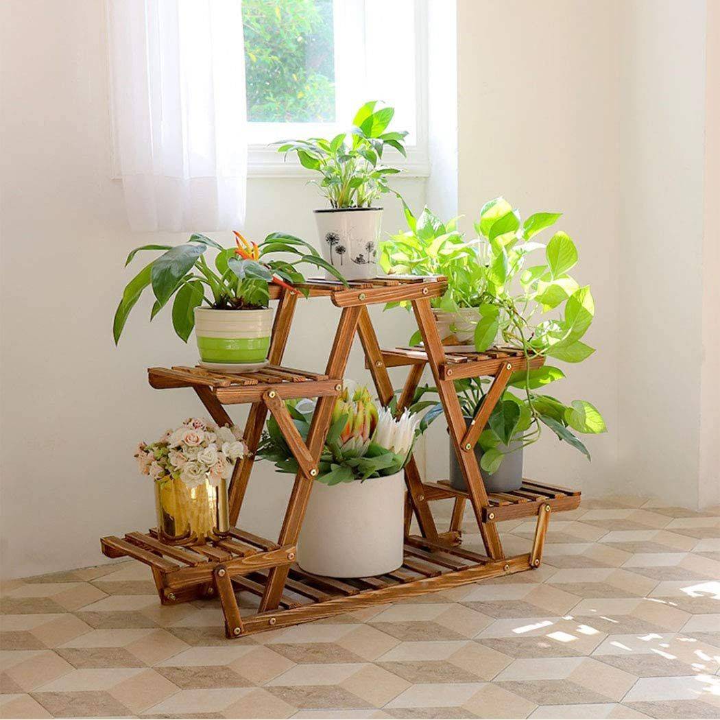 6 Tiered Wood Plant Stand Color : Brown 