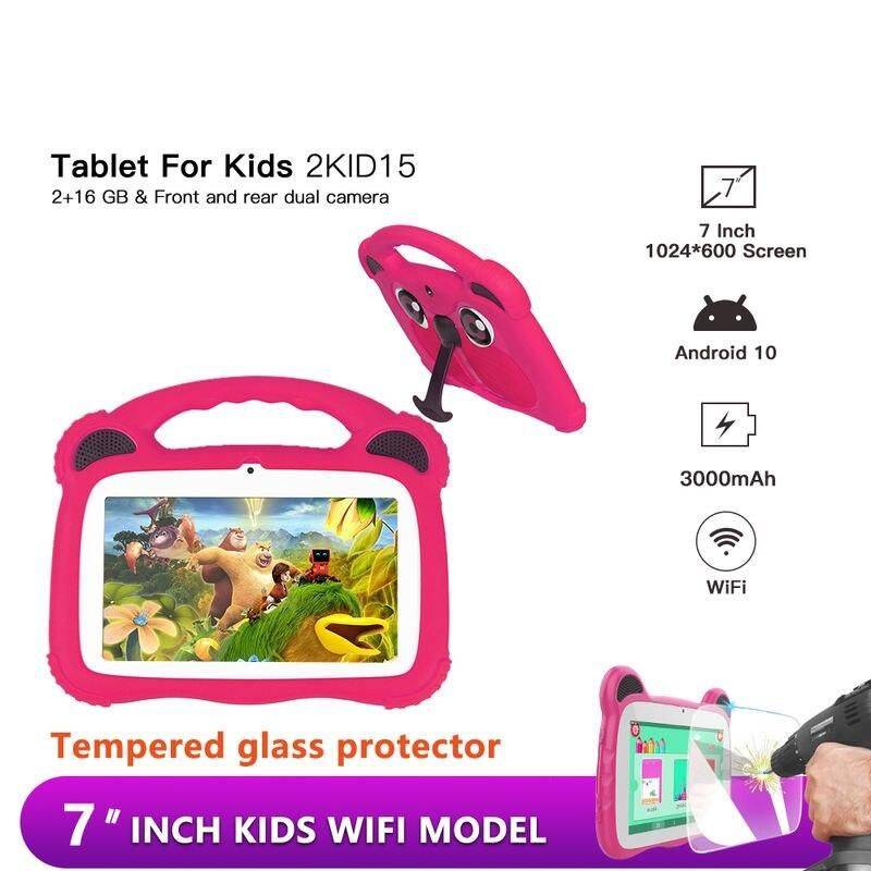 7-inch Android 10 Kids Tablet with Tiger Pattern Case and 16GB Storage Color : Pink|Green|Orange 
