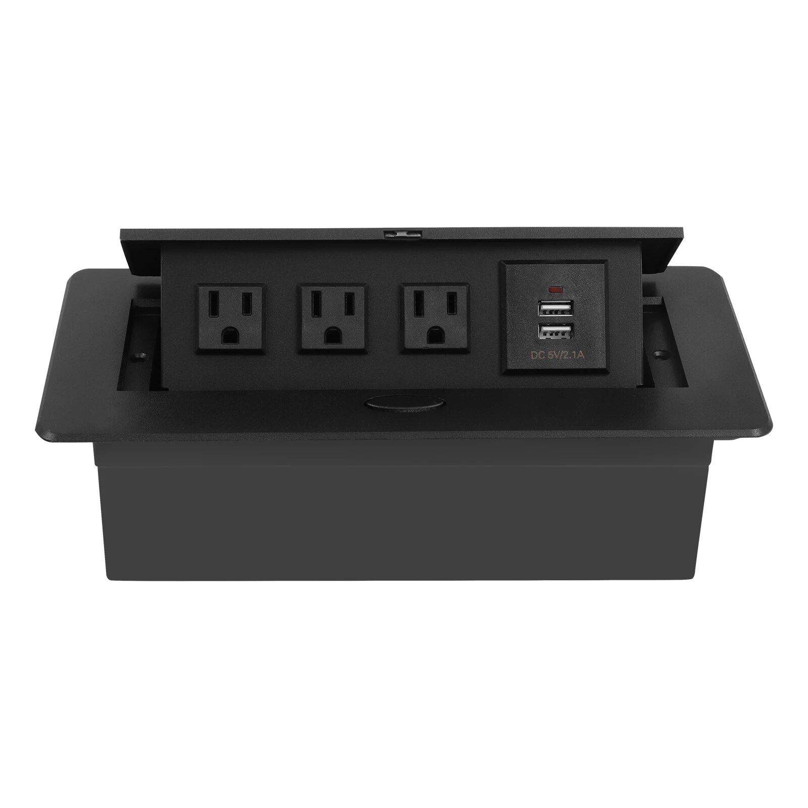 Aluminum Alloy Desktop Pop-Up Power Socket with USB Ports Color : Black 